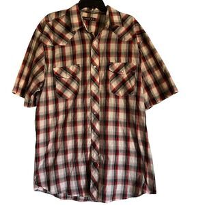 Roper Mens Short Sleeve Shirt Brush Popper Plaid Western Pearl Snap Down Cowboy